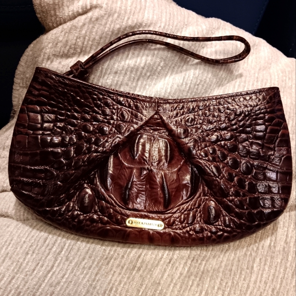 Brahmin Brown Crocodile Embossed Clutch